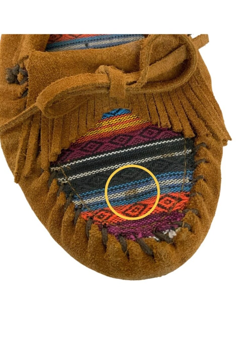 Minnetonka Womens Driving Moccasin Suede Size 9 Brown With Multicolor Accents - Picture 9 of 9